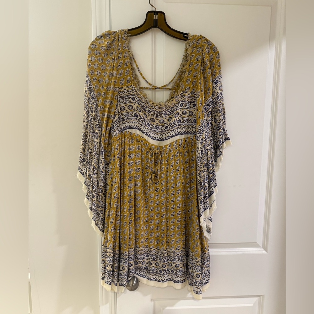 Free People Yellow and Blue Mini Dress - Picture 2 of 5